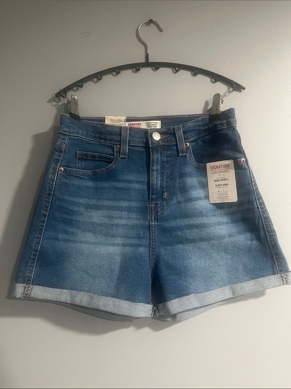 Signature by Levi Strauss Denim Rolled-Hem Jean Shorts in Blue 14